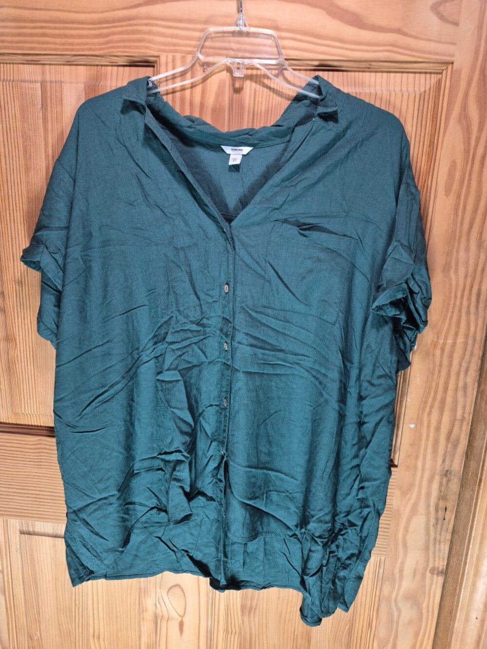 Sonoma 4X Blueish Green Short Sleeve Collared Top